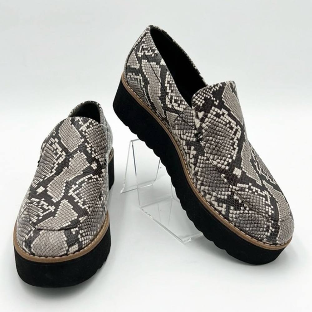 VINCE ZETA NATURAL LEATHER WOMEN’S SNAKE PRINT EMBOSSED PLATFORM LOAFER SZ 6.5